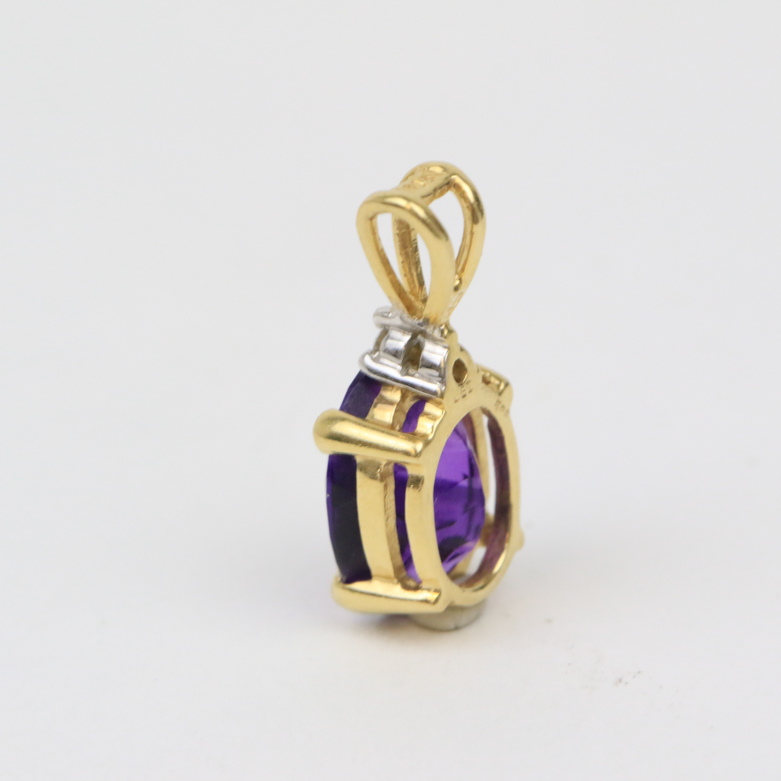 Three 14K Yellow Gold, Diamond, and Gemstone Pendants