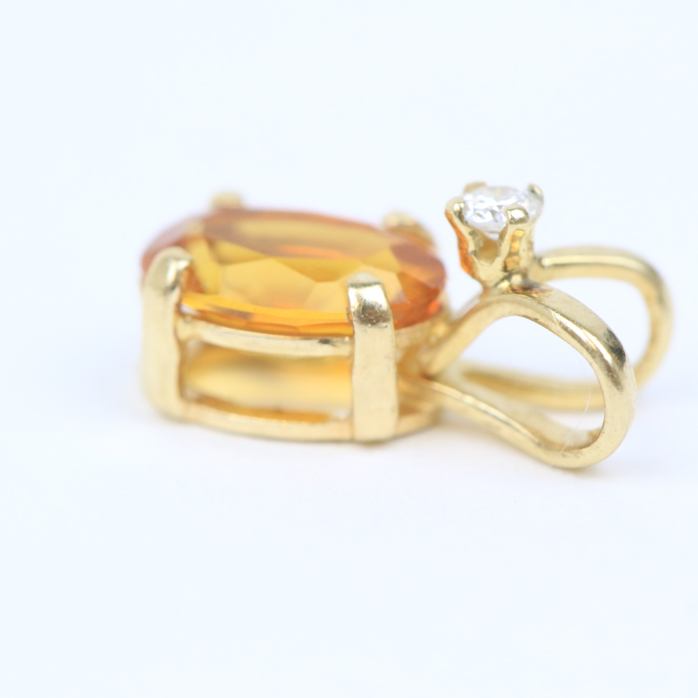 Three 14K Yellow Gold, Diamond, and Gemstone Pendants