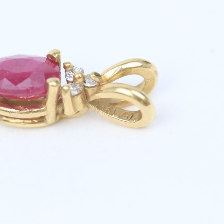 Three 14K Yellow Gold, Diamond, and Gemstone Pendants