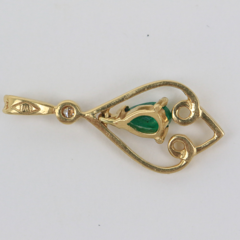 14K and 18K Yellow Gold Pendant Pair With Gemstones