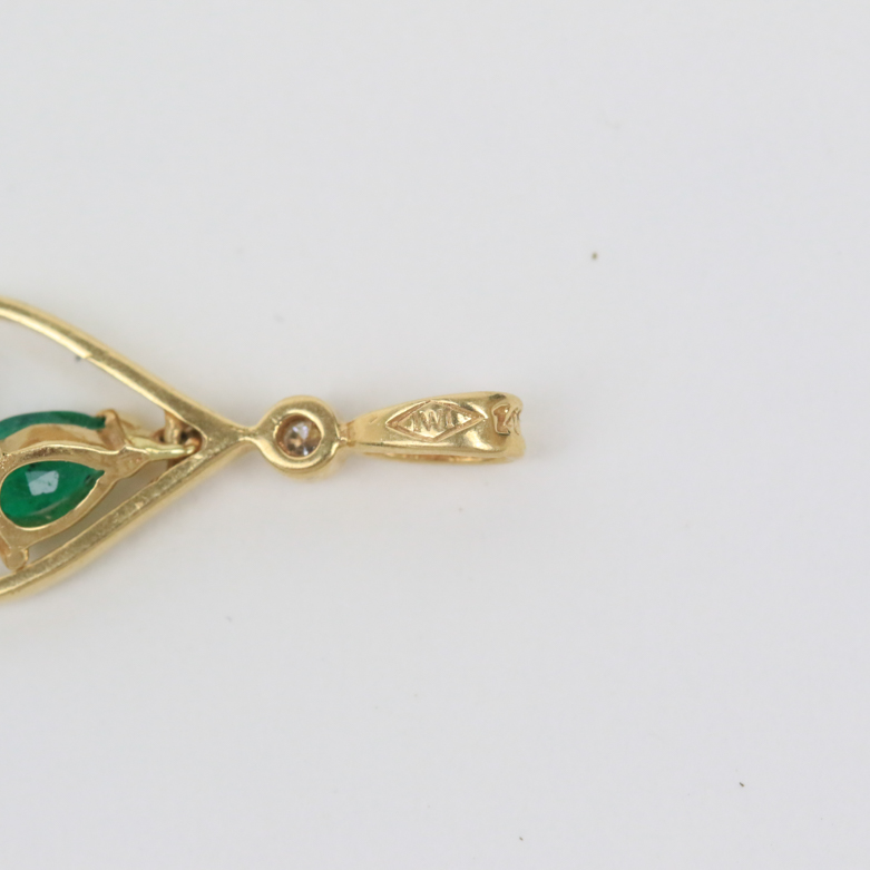 14K and 18K Yellow Gold Pendant Pair With Gemstones