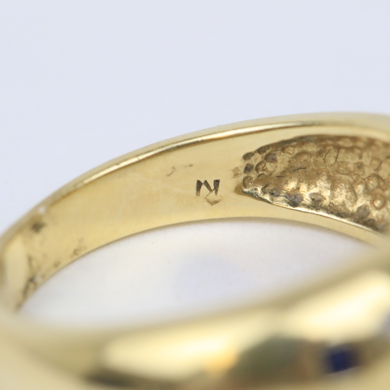 14K Yellow Gold, Diamond, Sapphire, Ruby, and Emerald Band