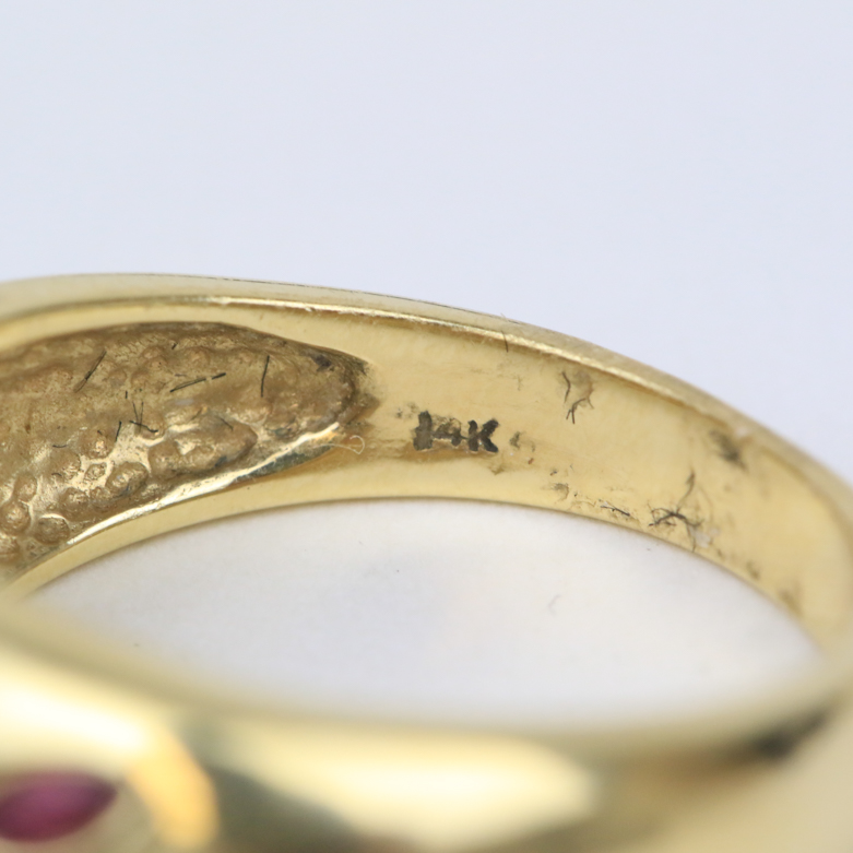 14K Yellow Gold, Diamond, Sapphire, Ruby, and Emerald Band