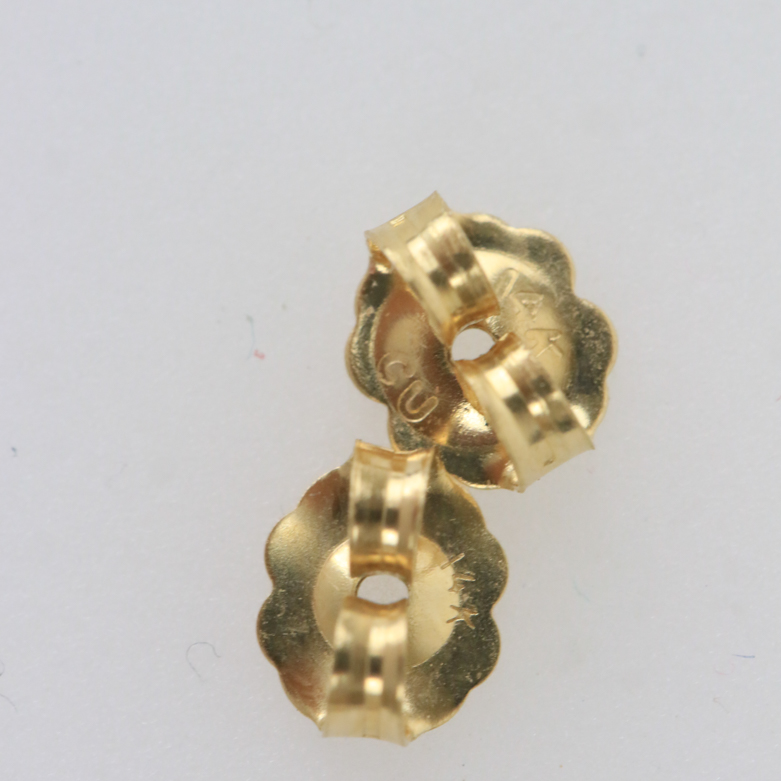 14K Yellow Gold and Invisible Set Diamond Half Hoop Earrings