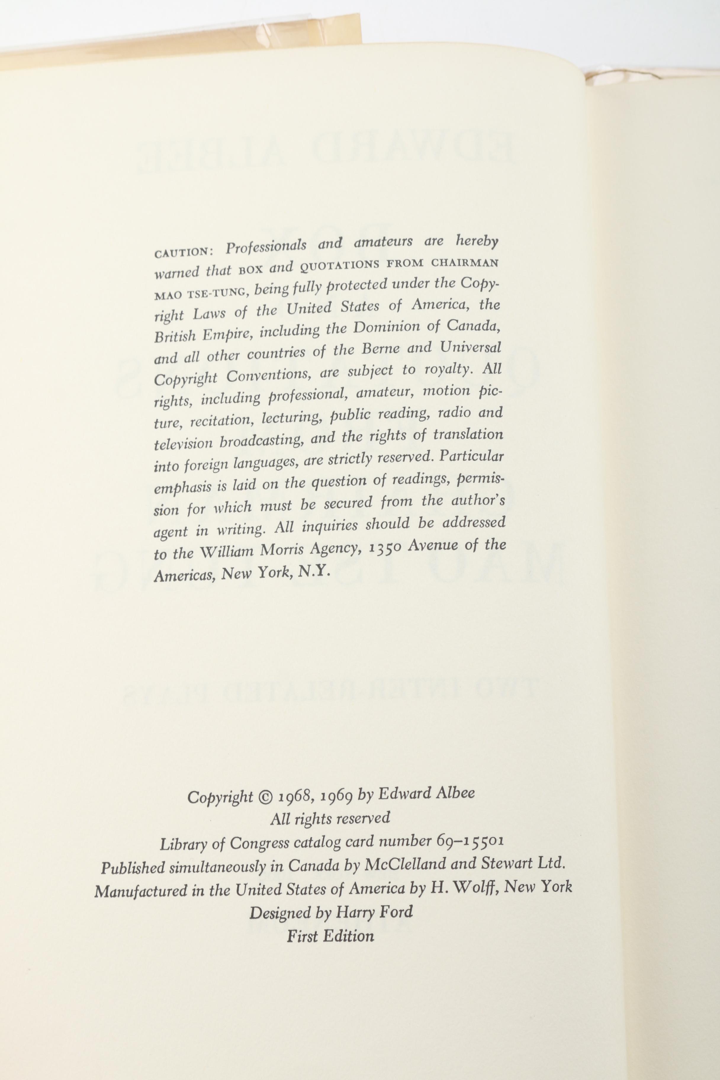 First Edition "Box and Quotations From Chairman Mao Tse-Tung" by Edward Albee
