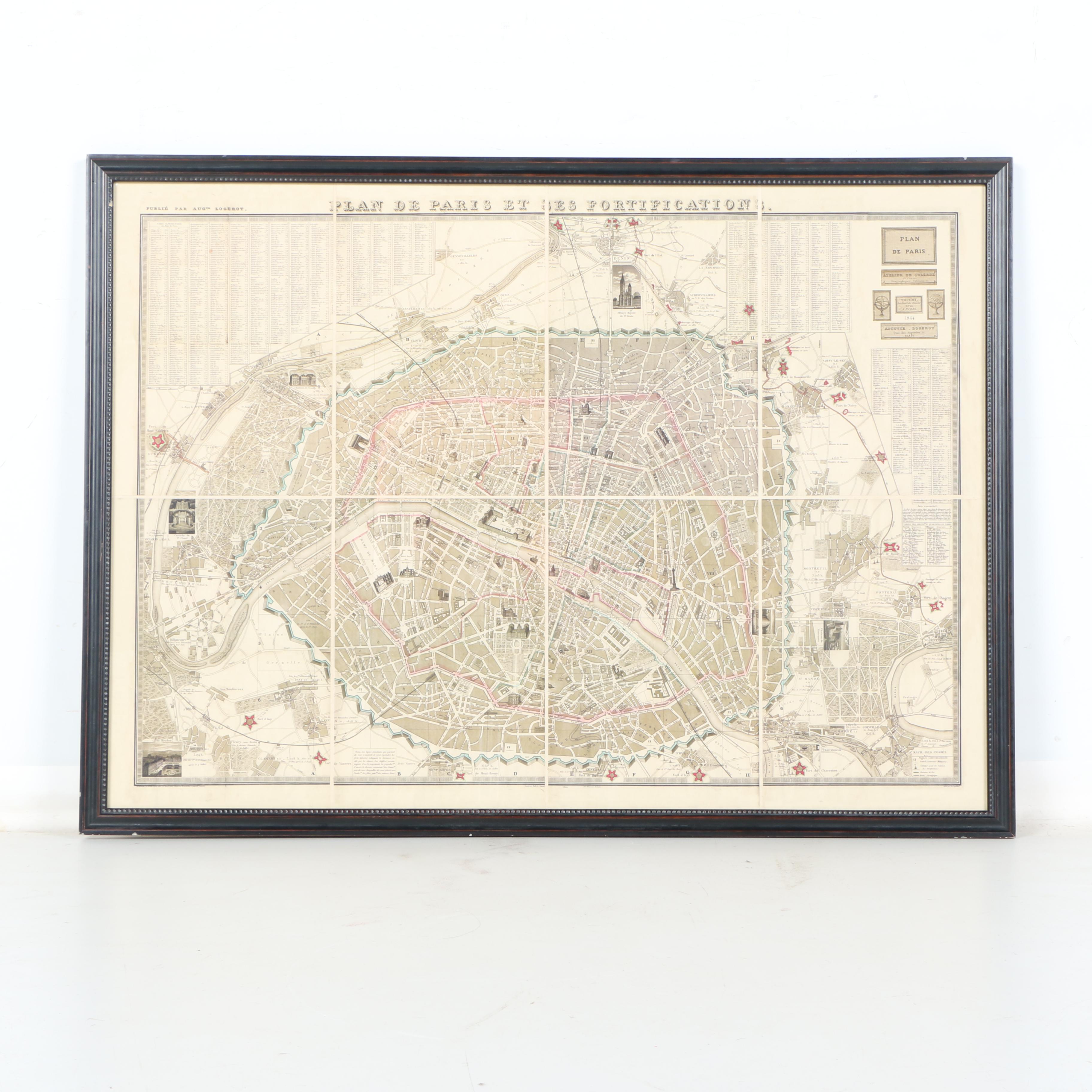 Framed Map "Plan of Paris and Its Fortifications"