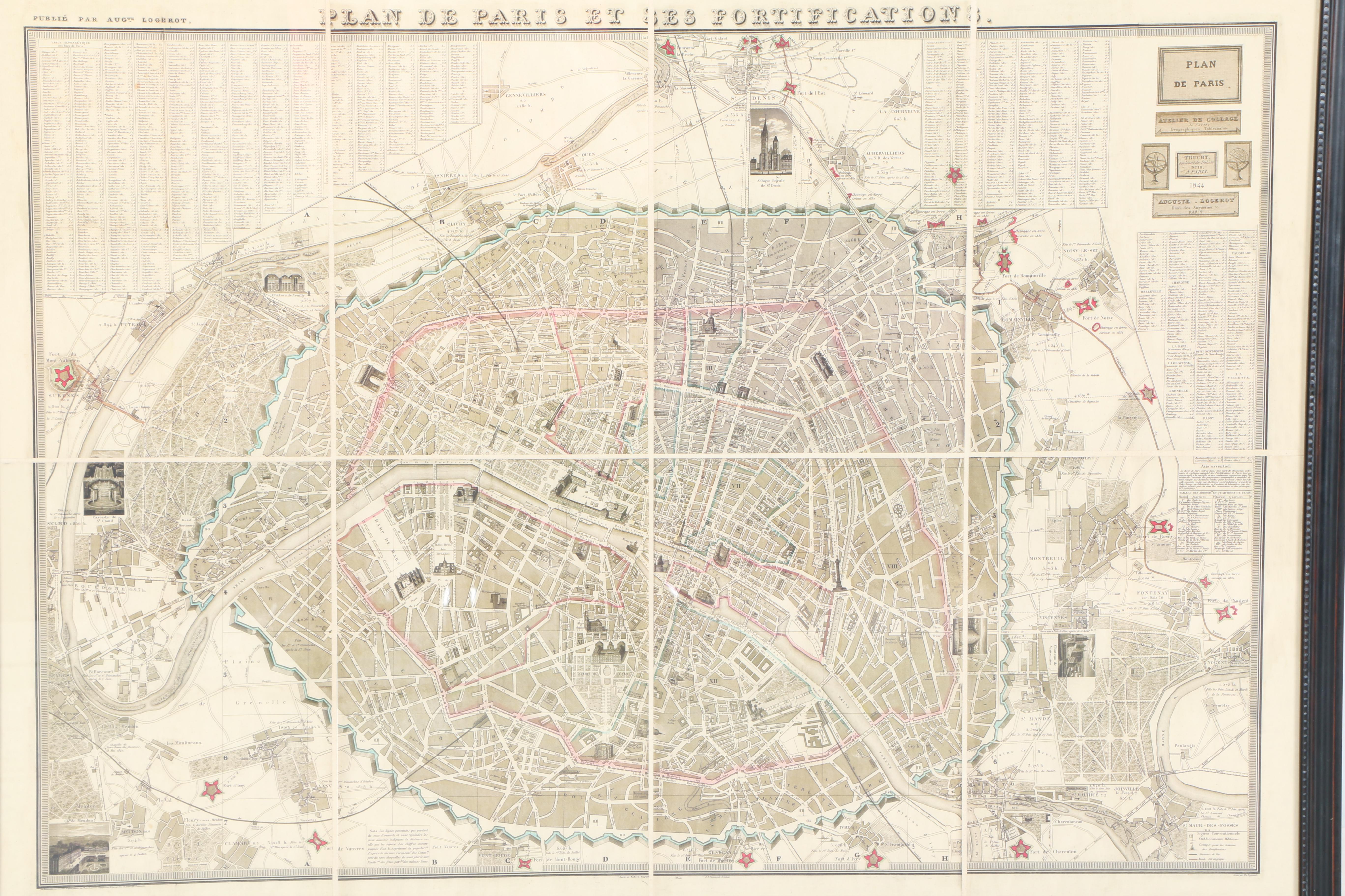 Framed Map "Plan of Paris and Its Fortifications"