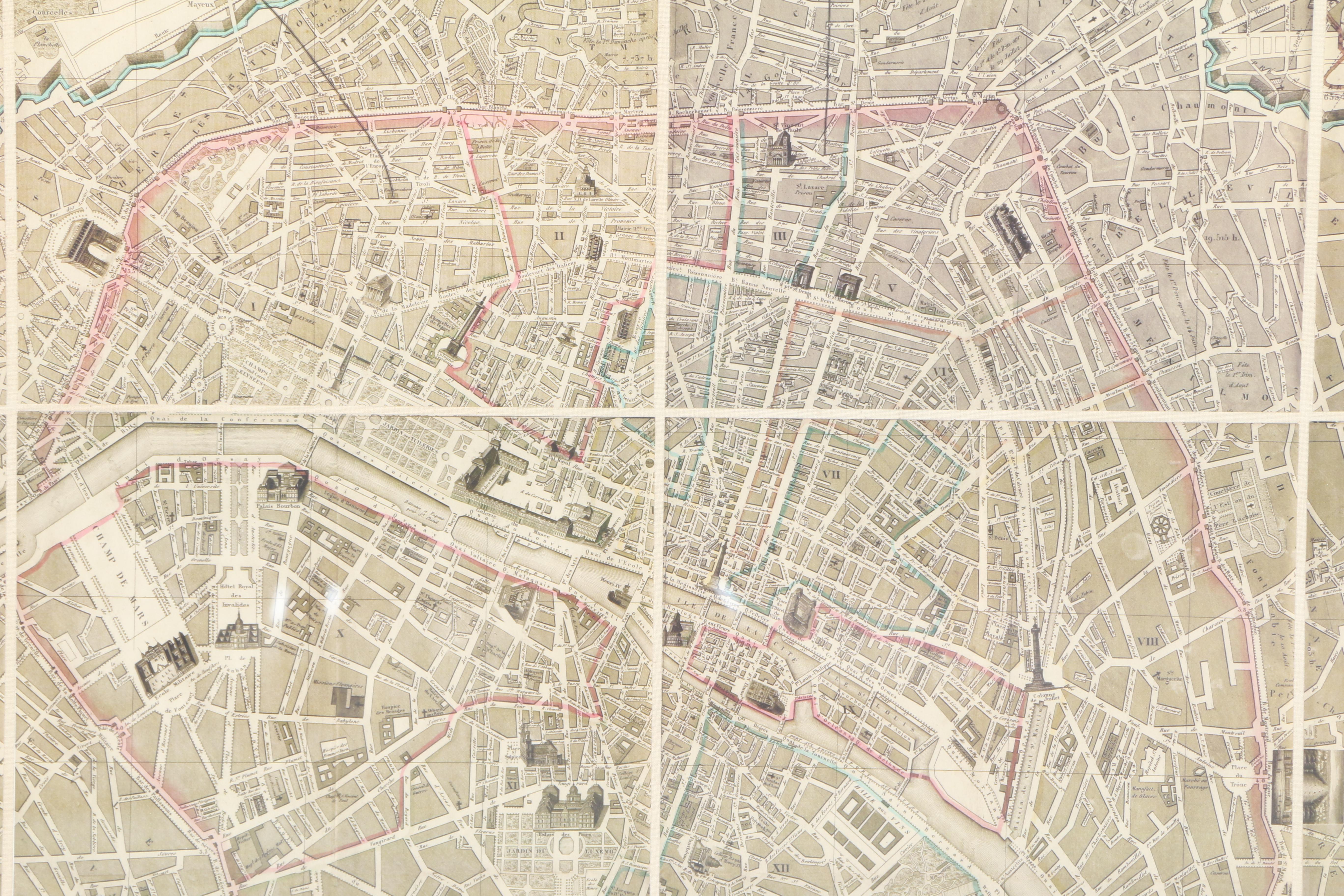 Framed Map "Plan of Paris and Its Fortifications"