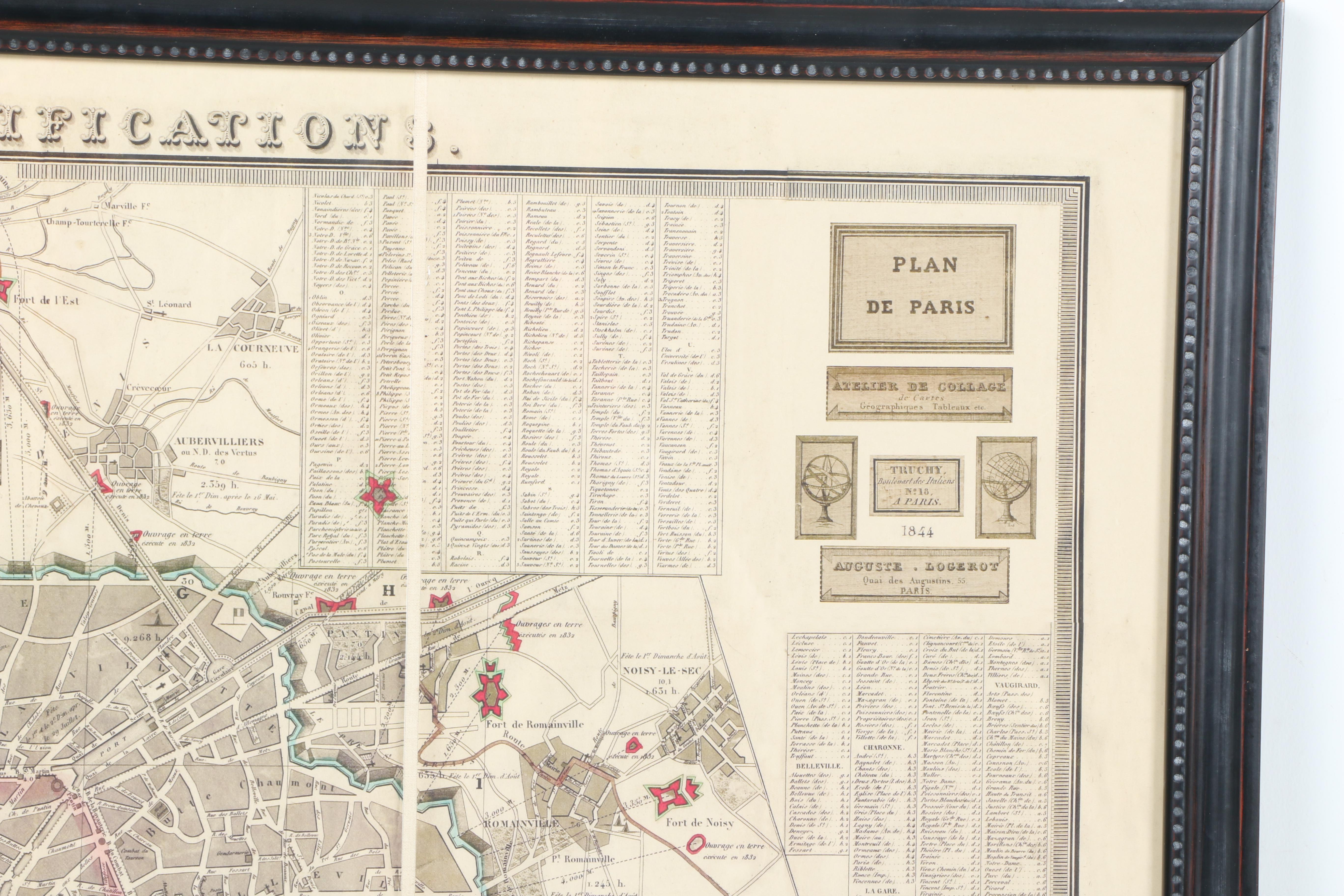 Framed Map "Plan of Paris and Its Fortifications"