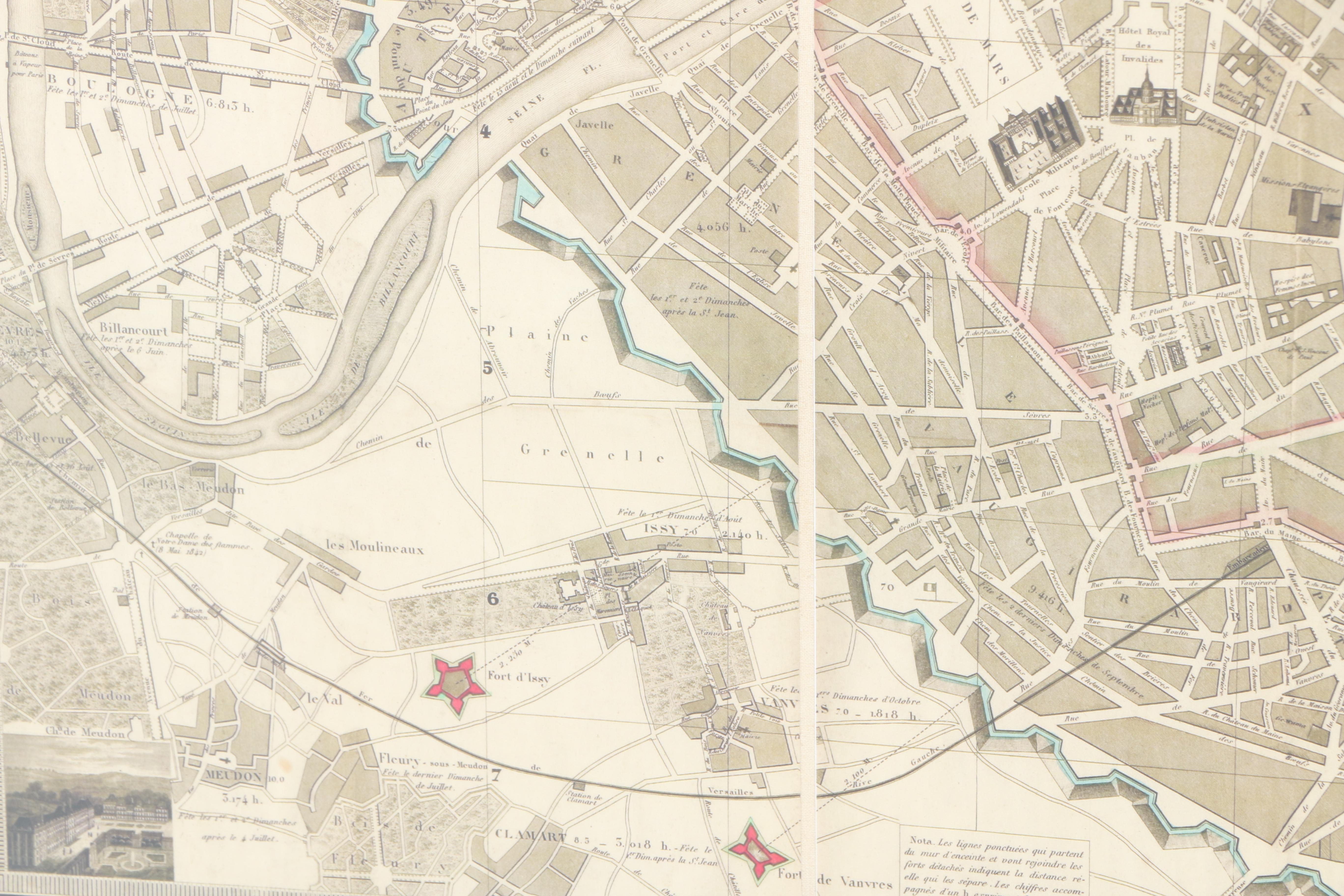Framed Map "Plan of Paris and Its Fortifications"