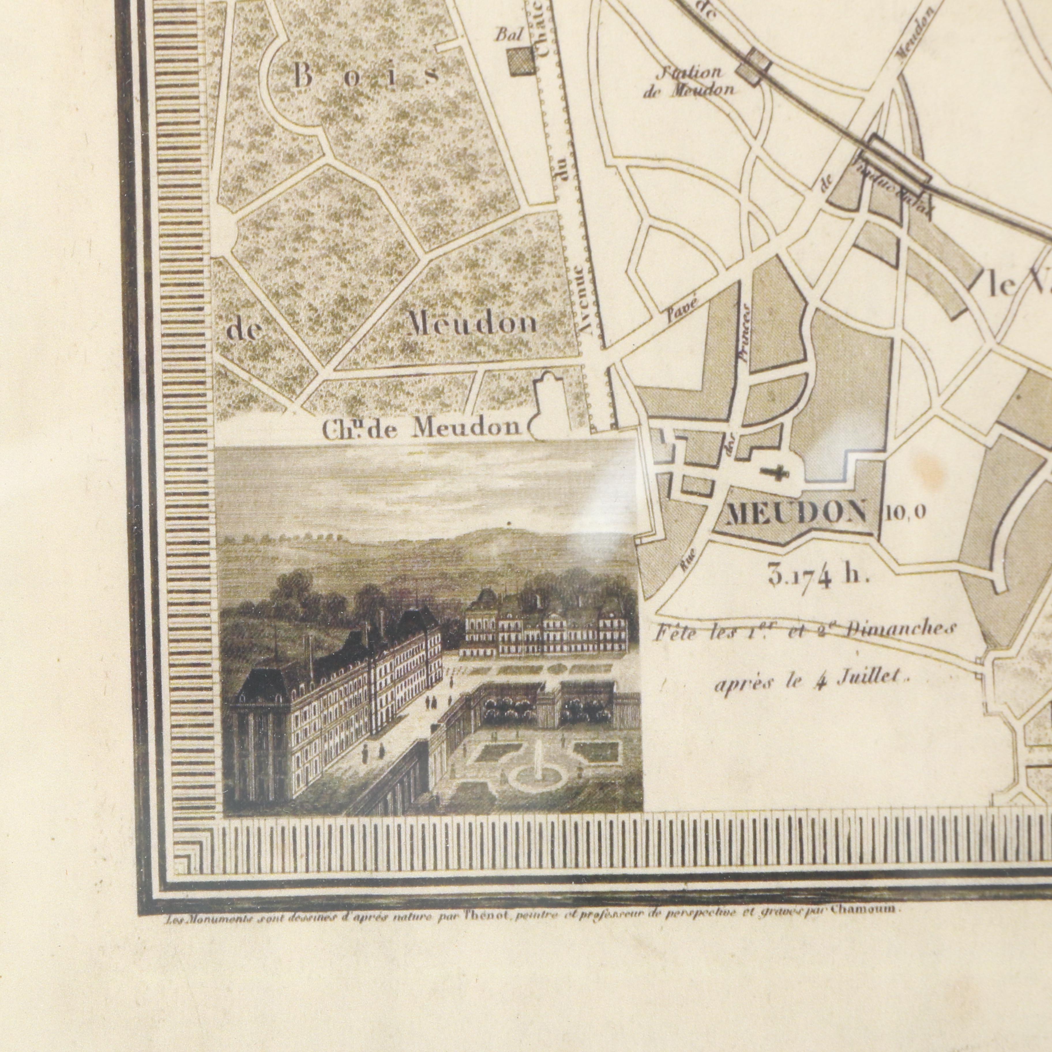Framed Map "Plan of Paris and Its Fortifications"