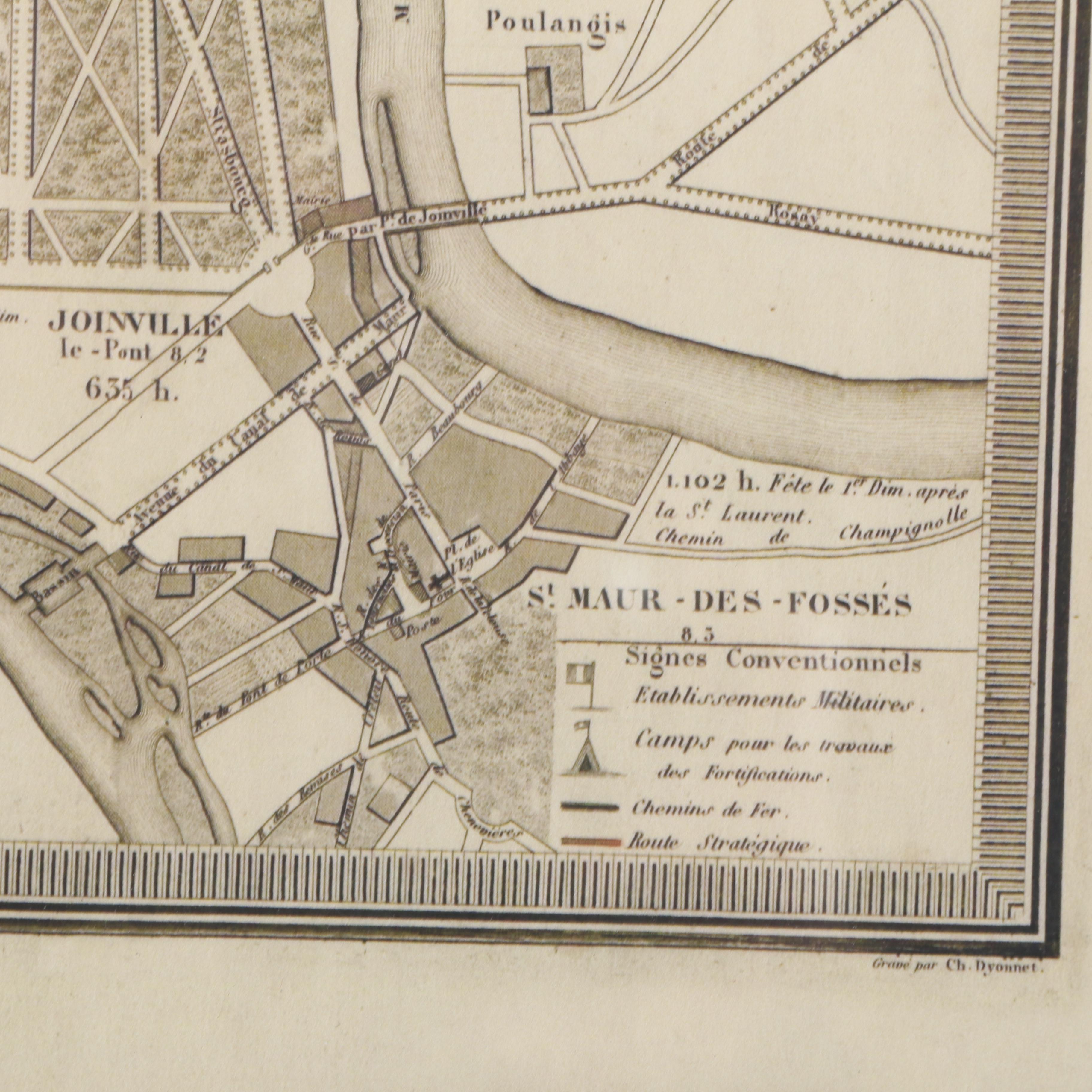 Framed Map "Plan of Paris and Its Fortifications"