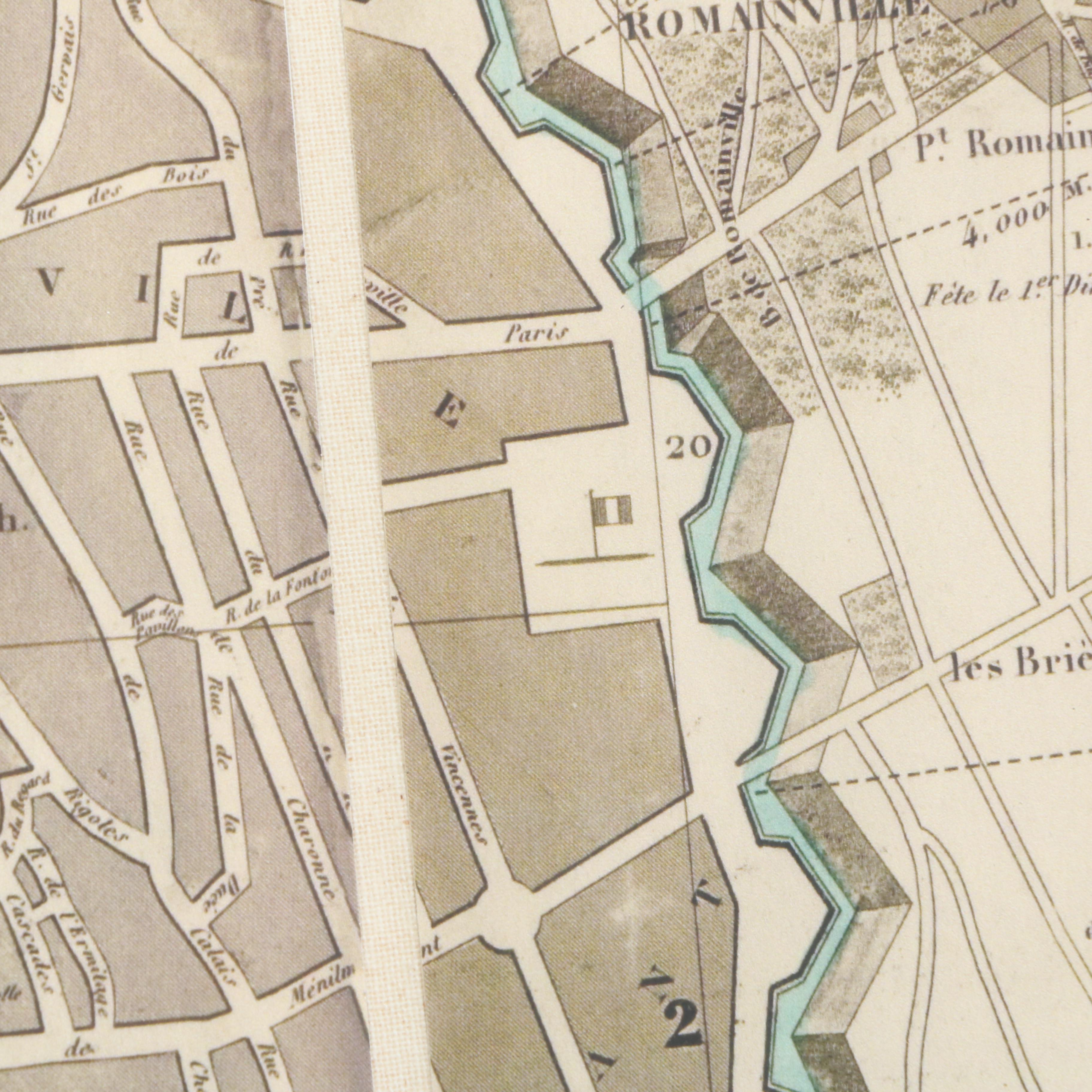 Framed Map "Plan of Paris and Its Fortifications"
