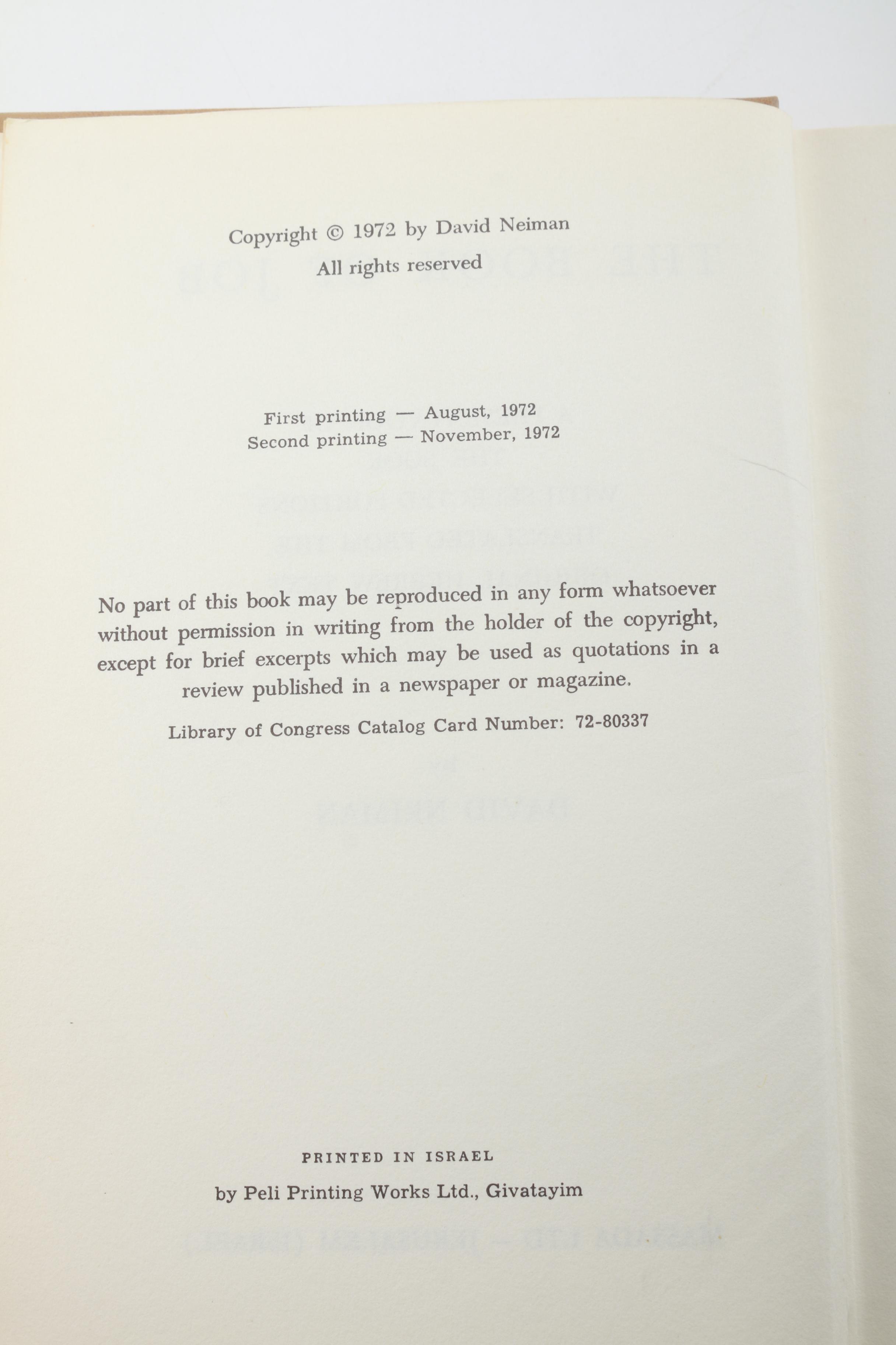 1972 Signed David Neiman "The Book of Job"