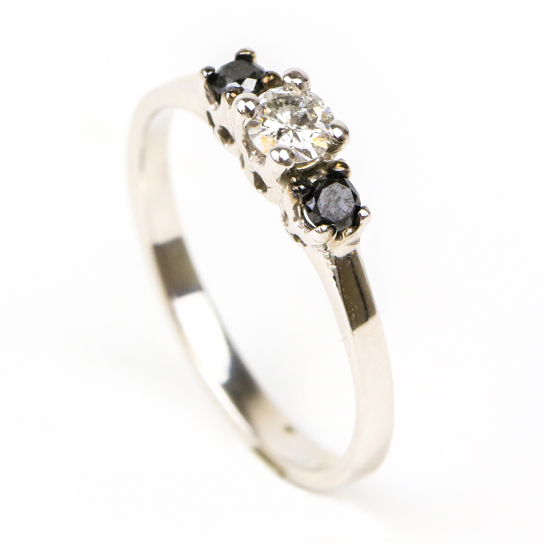 10K White Gold and Three Stone Diamond Engagement Ring