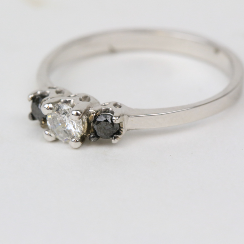 10K White Gold and Three Stone Diamond Engagement Ring