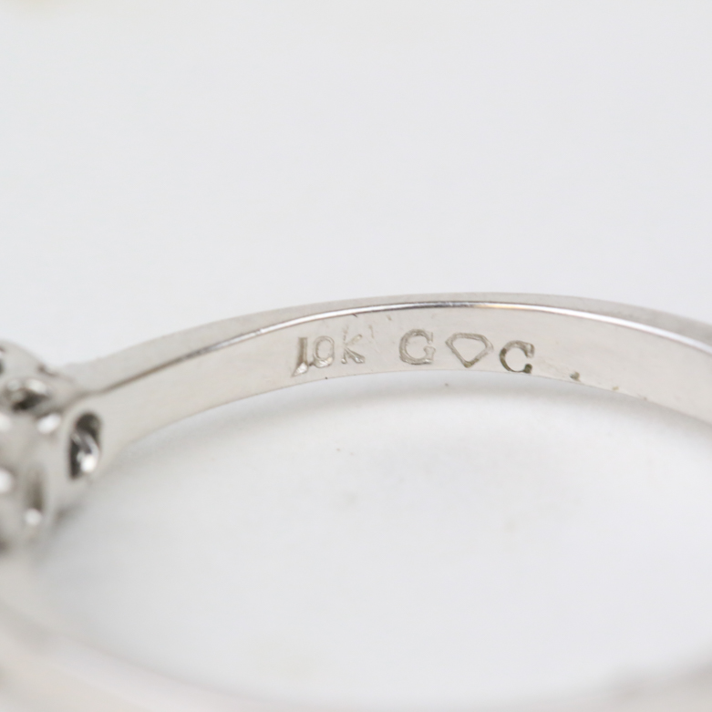 10K White Gold and Three Stone Diamond Engagement Ring