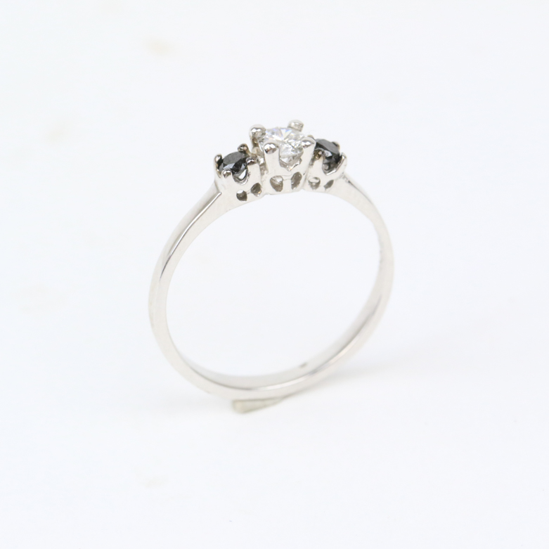 10K White Gold and Three Stone Diamond Engagement Ring