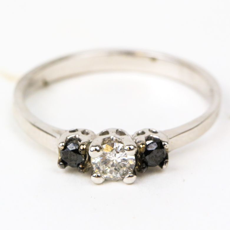 10K White Gold and Three Stone Diamond Engagement Ring