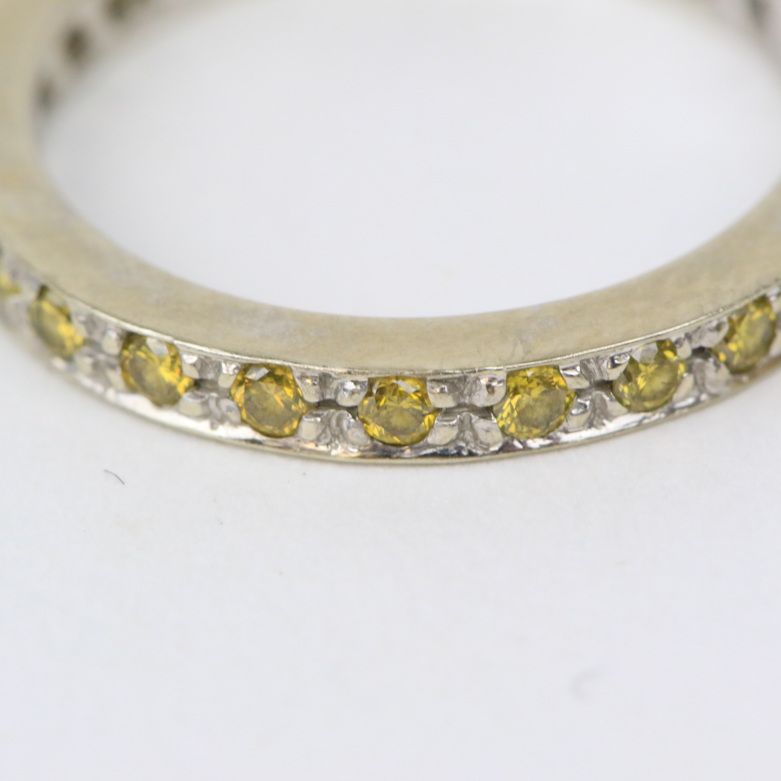 14K White Gold and Yellow Diamond Eternity Ring