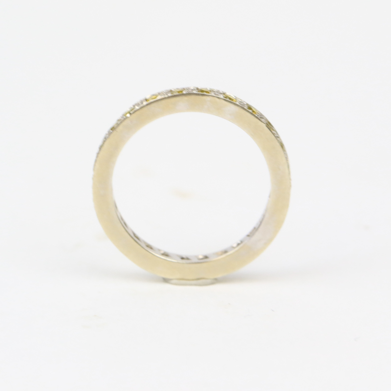 14K White Gold and Yellow Diamond Eternity Ring