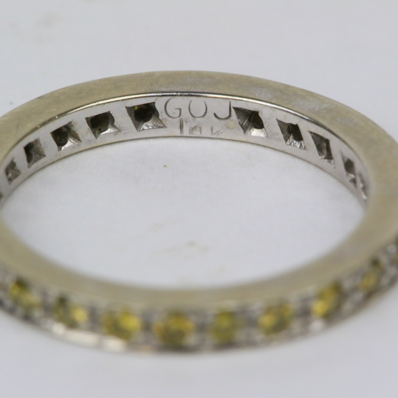 14K White Gold and Yellow Diamond Eternity Ring
