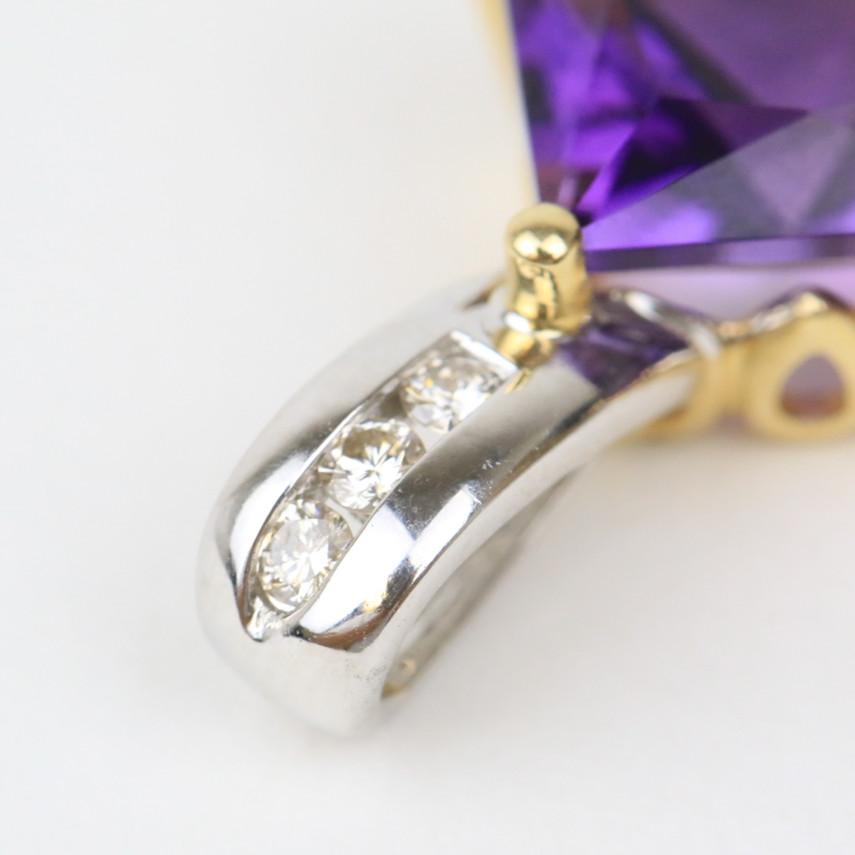 14K Two-Tone Gold, 4.43 CTS Amethyst, and Diamond Pendant
