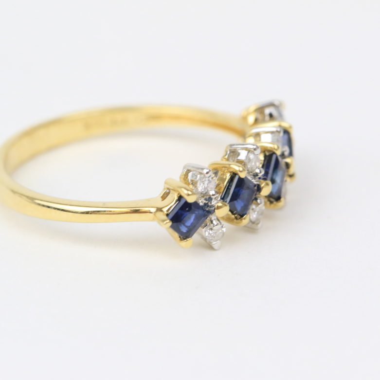 14K Two-Tone Gold, Sapphire, and Diamond Band