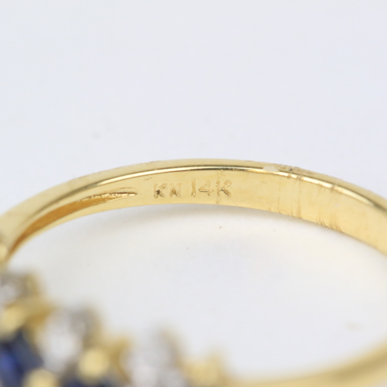 14K Two-Tone Gold, Sapphire, and Diamond Band