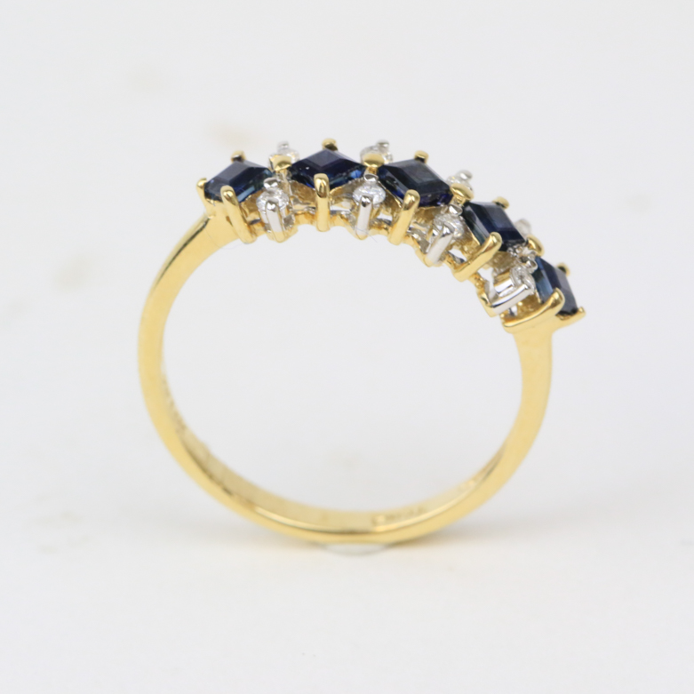 14K Two-Tone Gold, Sapphire, and Diamond Band