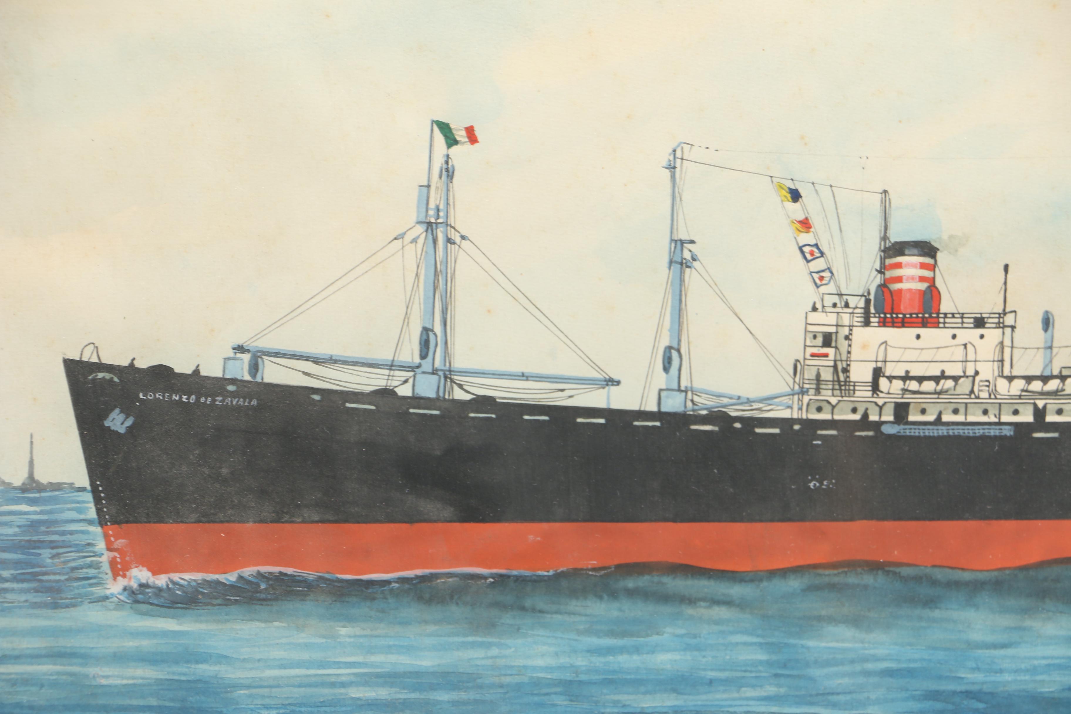 John Luzzo Original Watercolor Paintings of Ships
