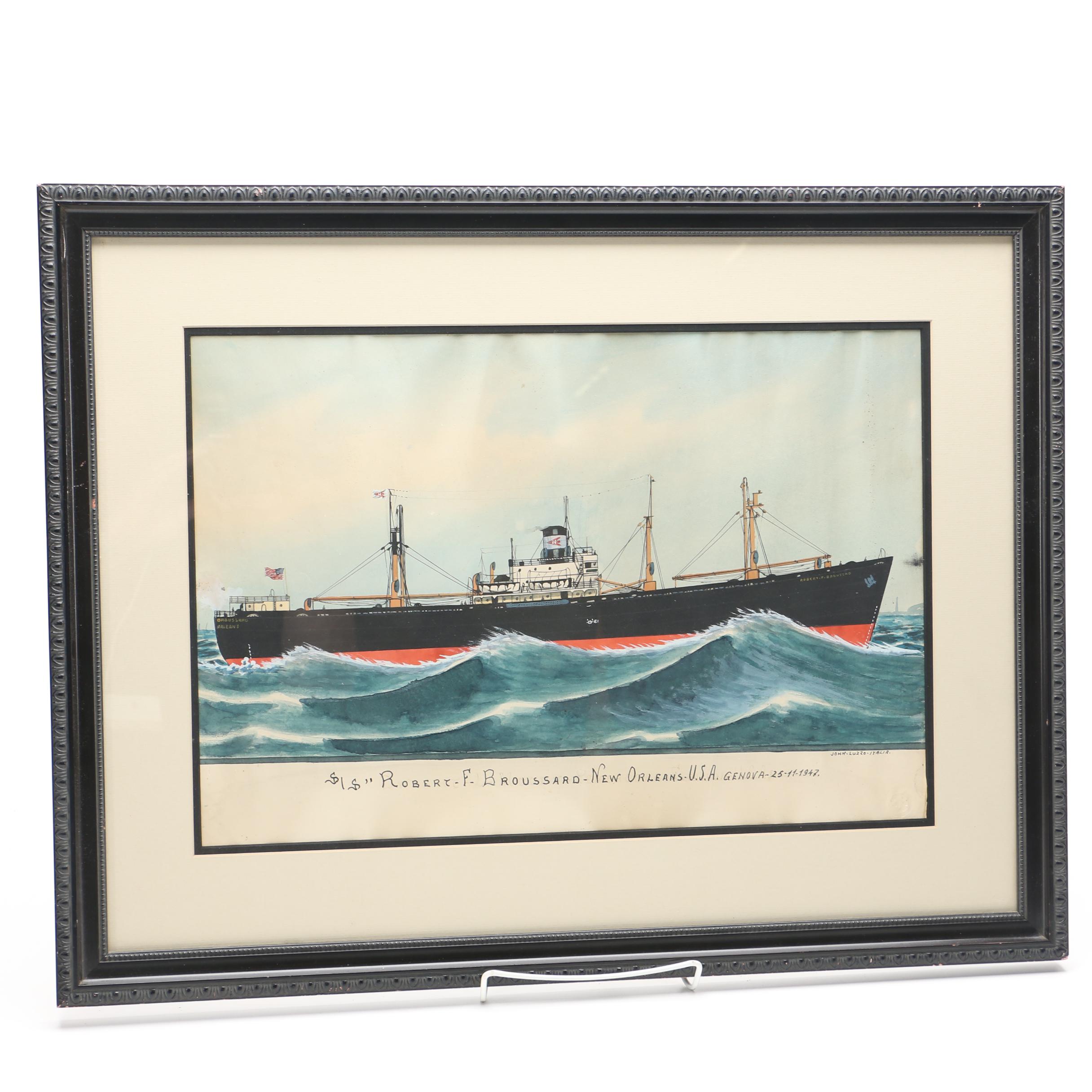 John Luzzo Original Watercolor Paintings of Ships