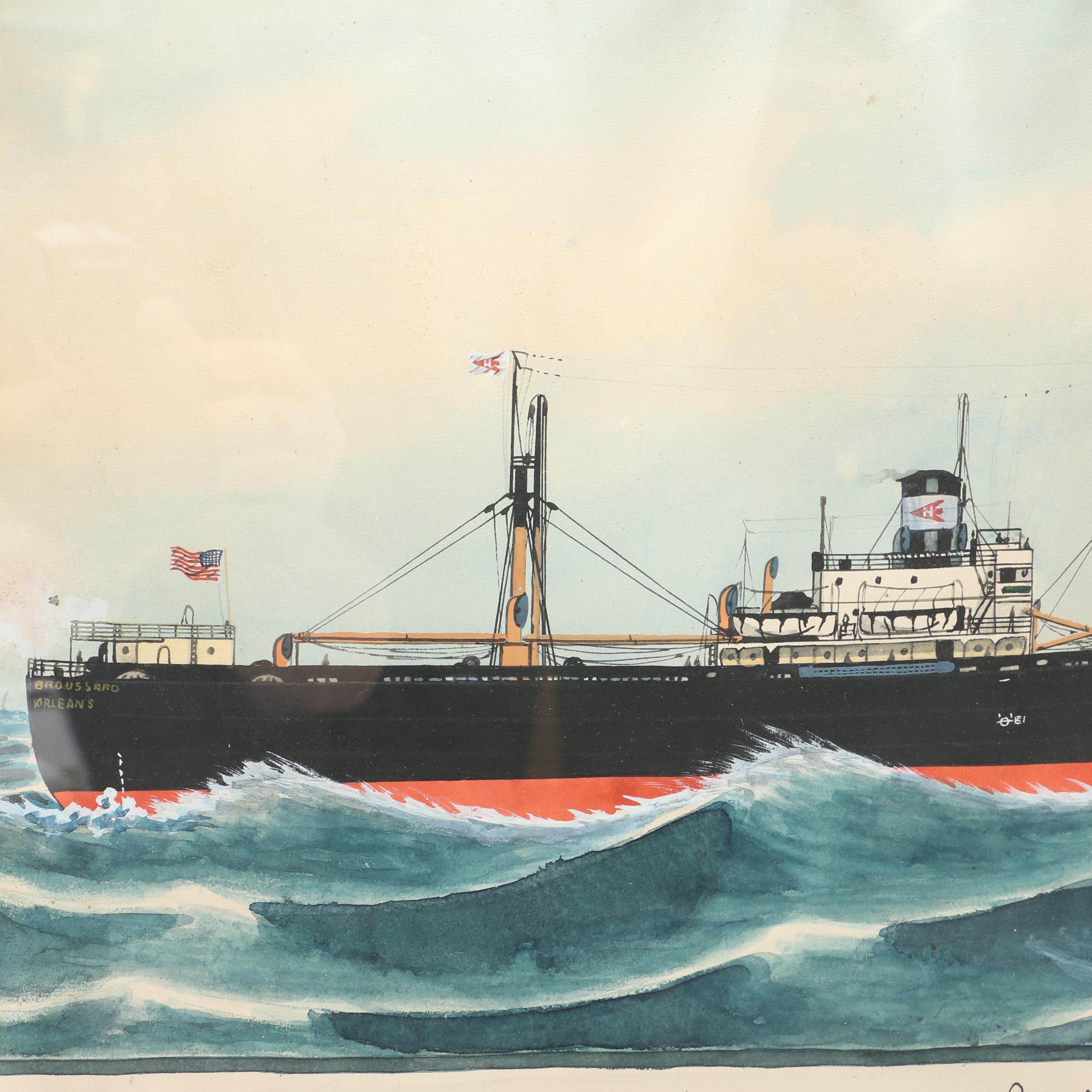John Luzzo Original Watercolor Paintings of Ships