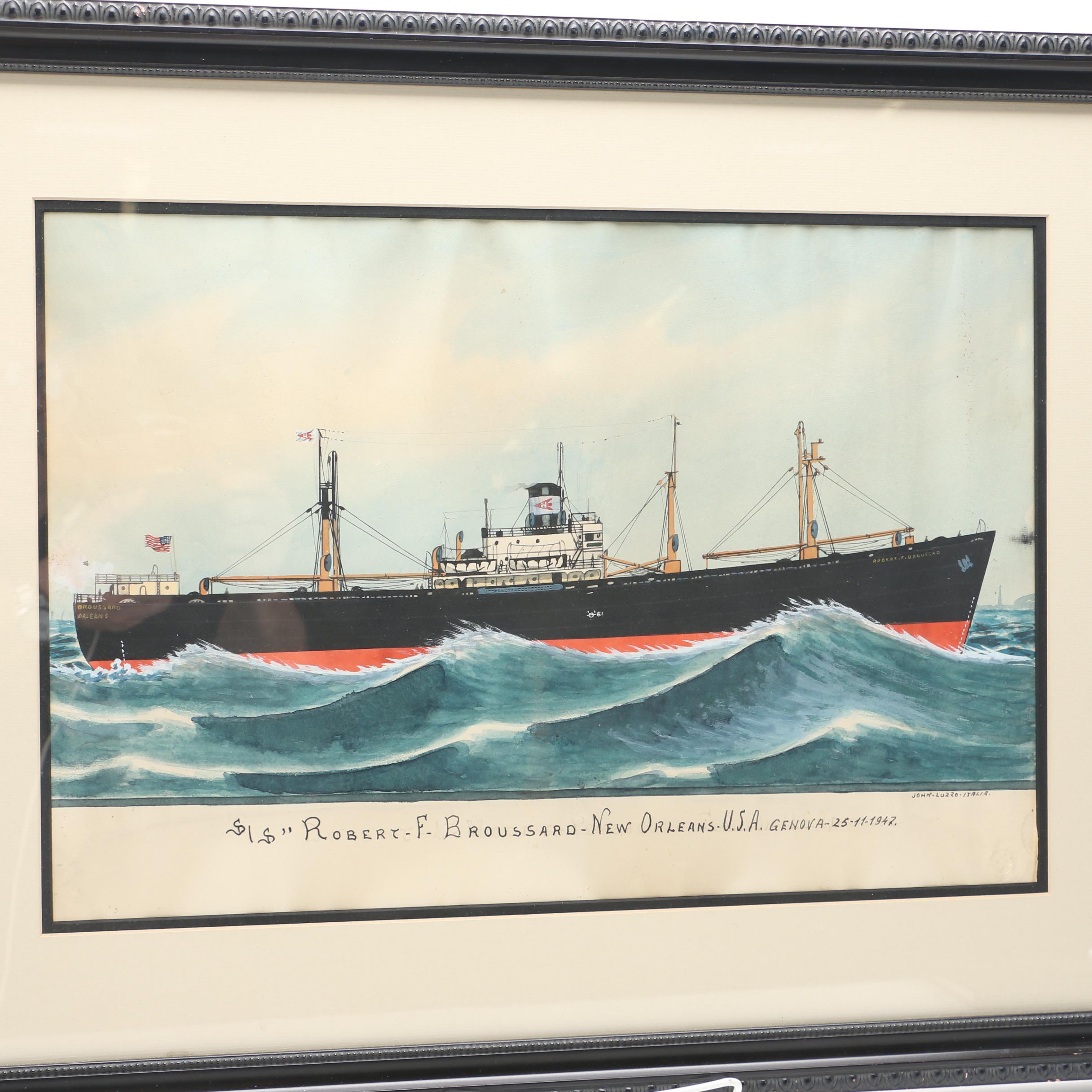 John Luzzo Original Watercolor Paintings of Ships