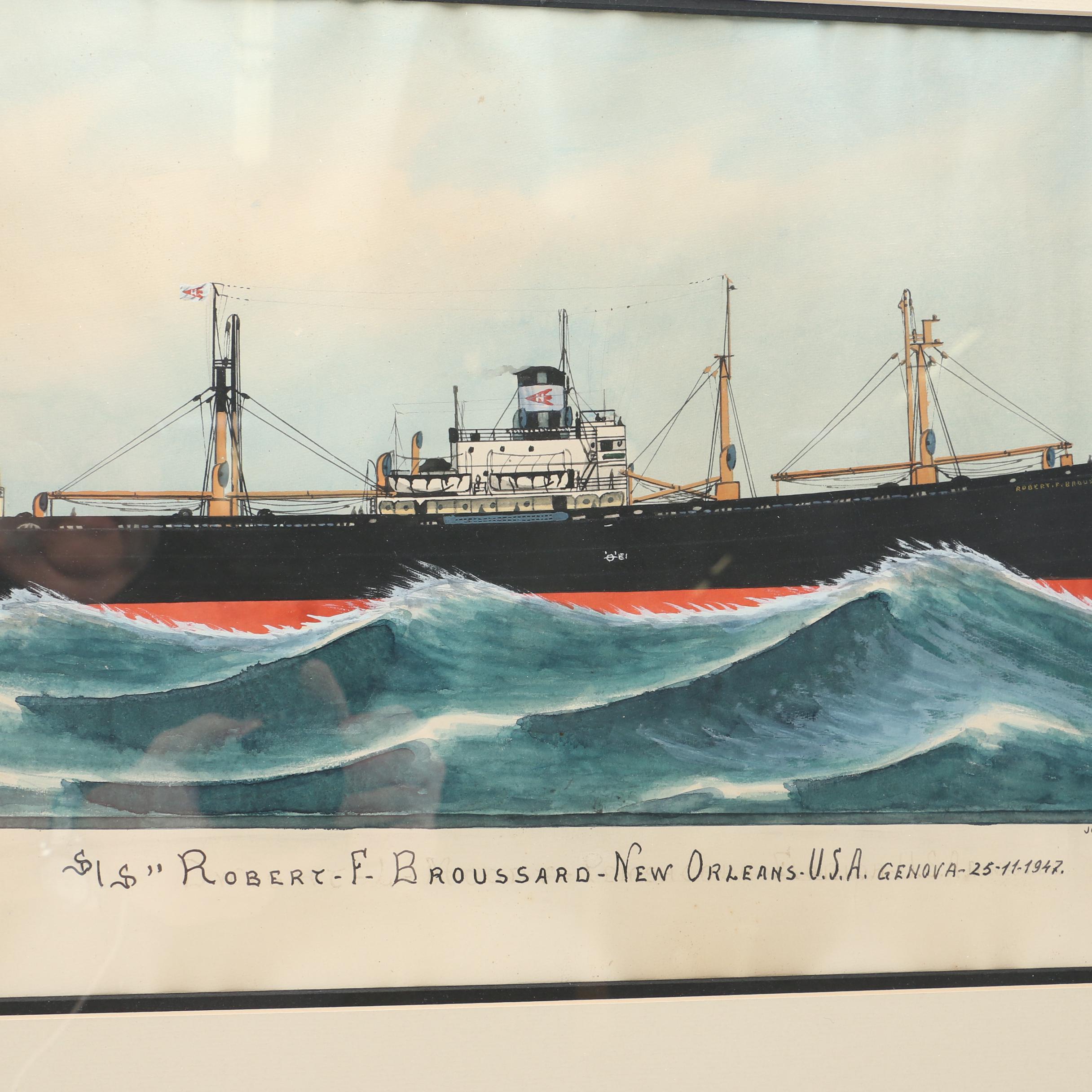 John Luzzo Original Watercolor Paintings of Ships