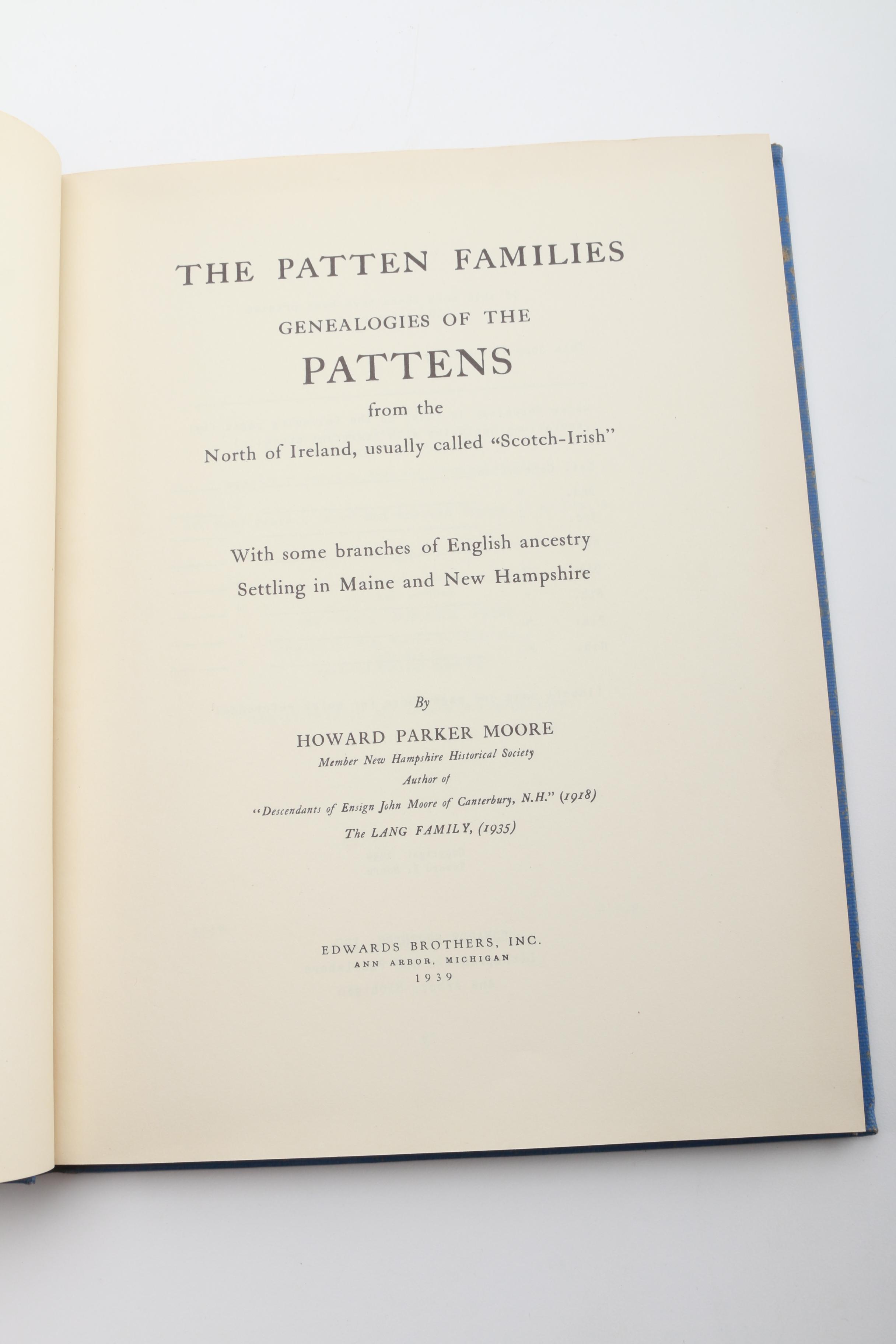 1939 " The Patten Families" by Howard Parker Moore