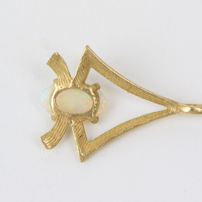 Pair of 14K Yellow Gold and Opal Pendants