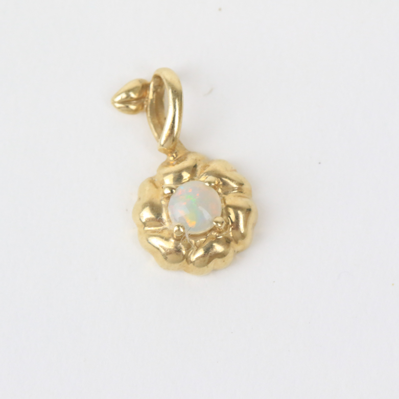 Pair of 14K Yellow Gold and Opal Pendants