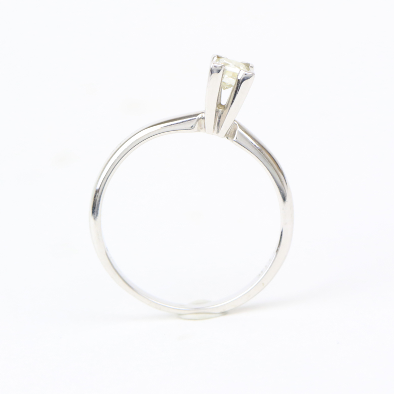 14K White Gold and Princess Cut Diamond Solitaire Ring