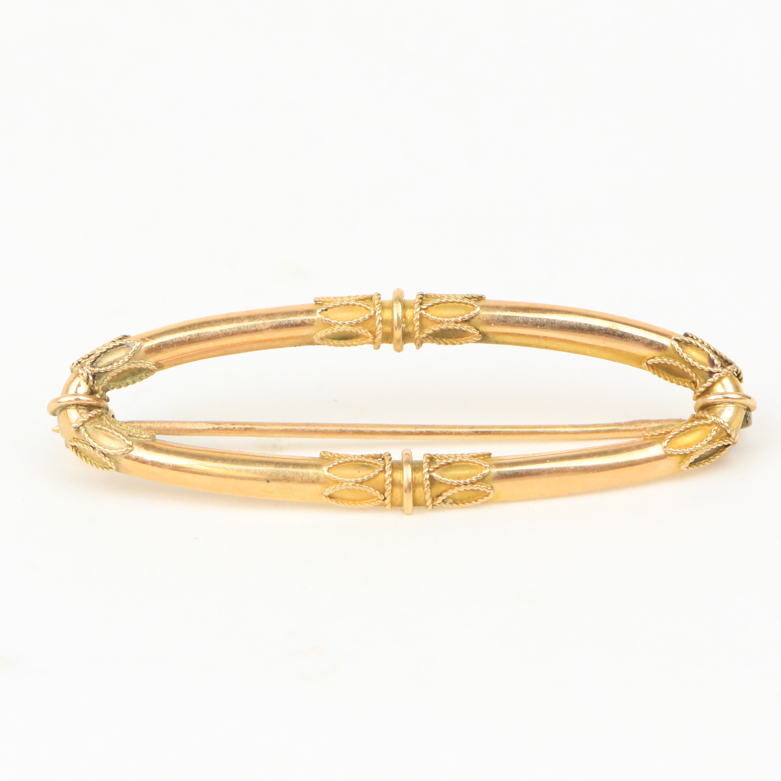 14K Yellow Gold Etruscan Revival Brooch