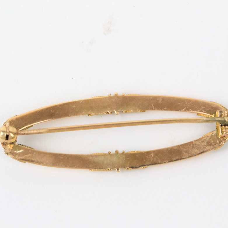 14K Yellow Gold Etruscan Revival Brooch