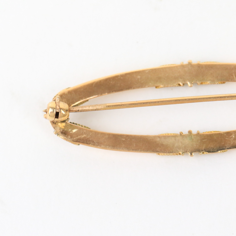 14K Yellow Gold Etruscan Revival Brooch