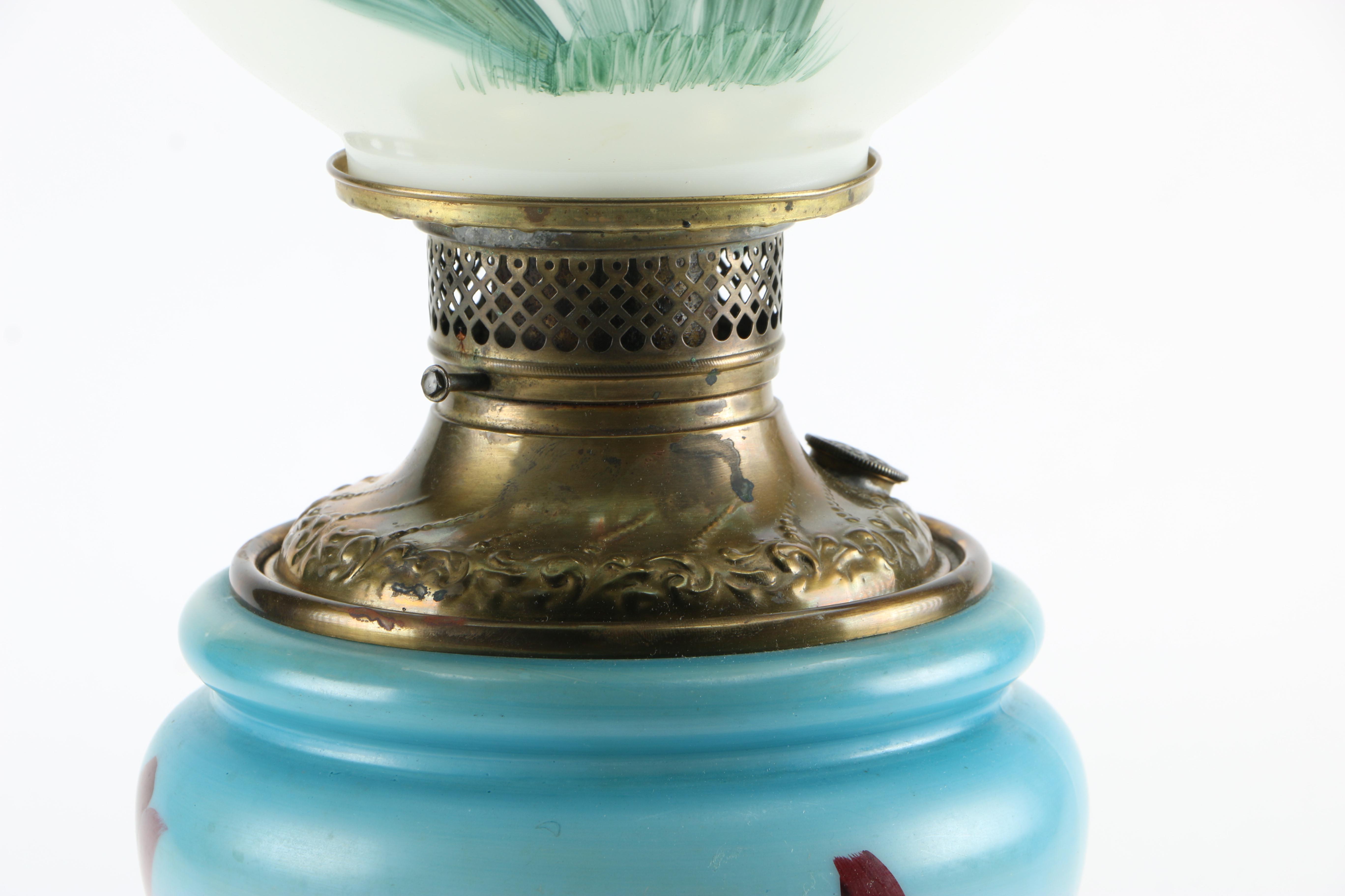 Hand-Painted Vintage Hurricane Lamp