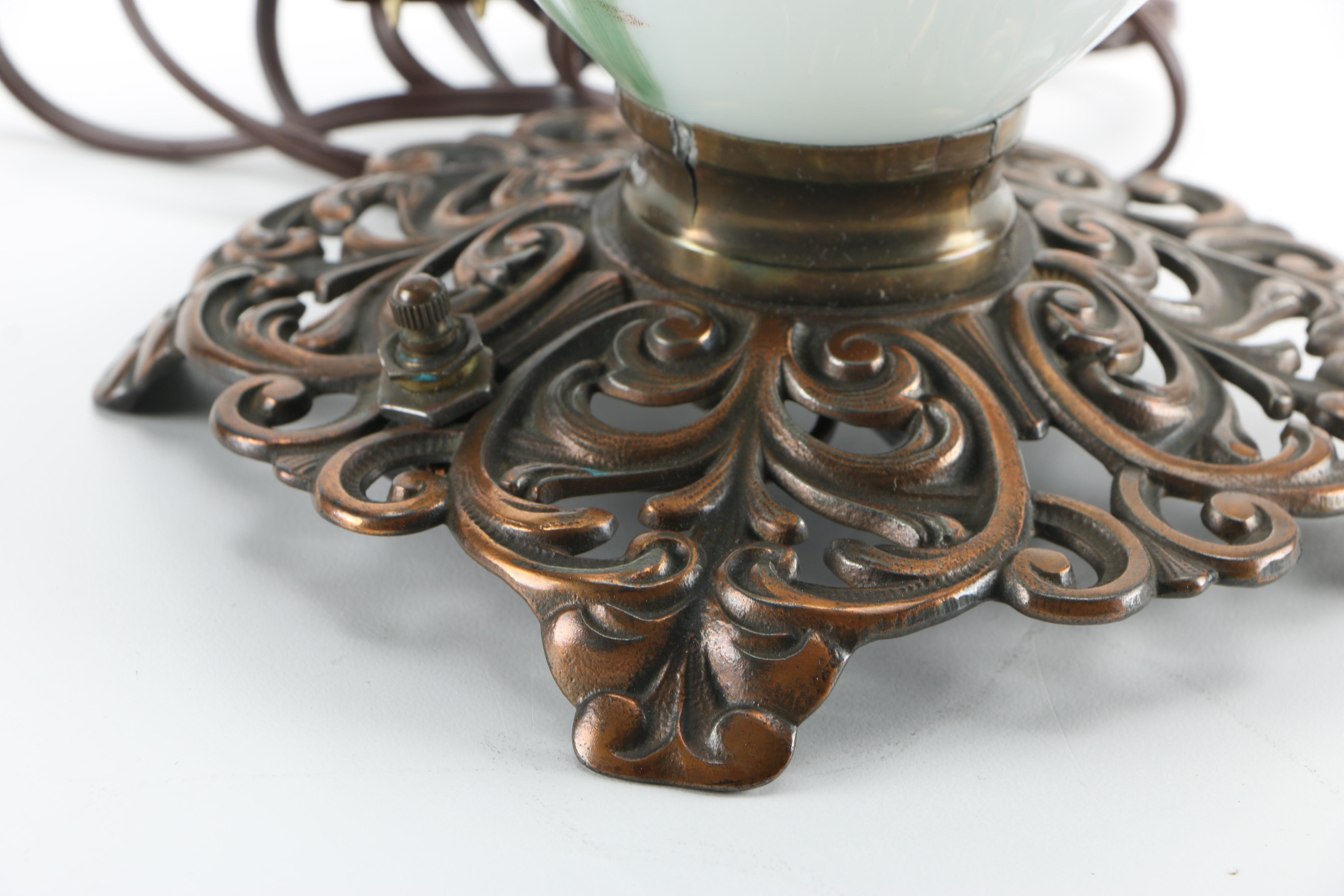 Hand-Painted Vintage Hurricane Lamp