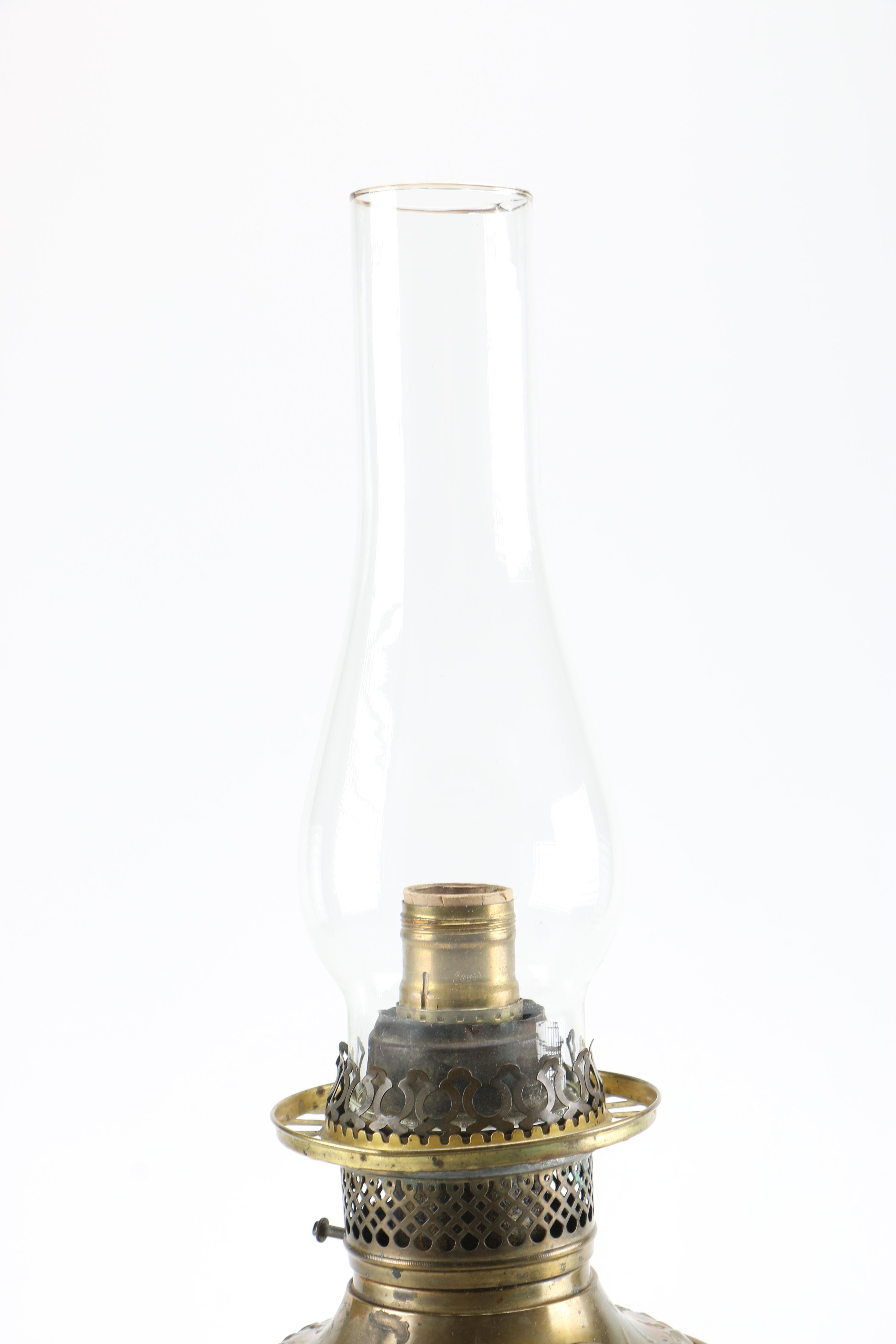 Hand-Painted Vintage Hurricane Lamp