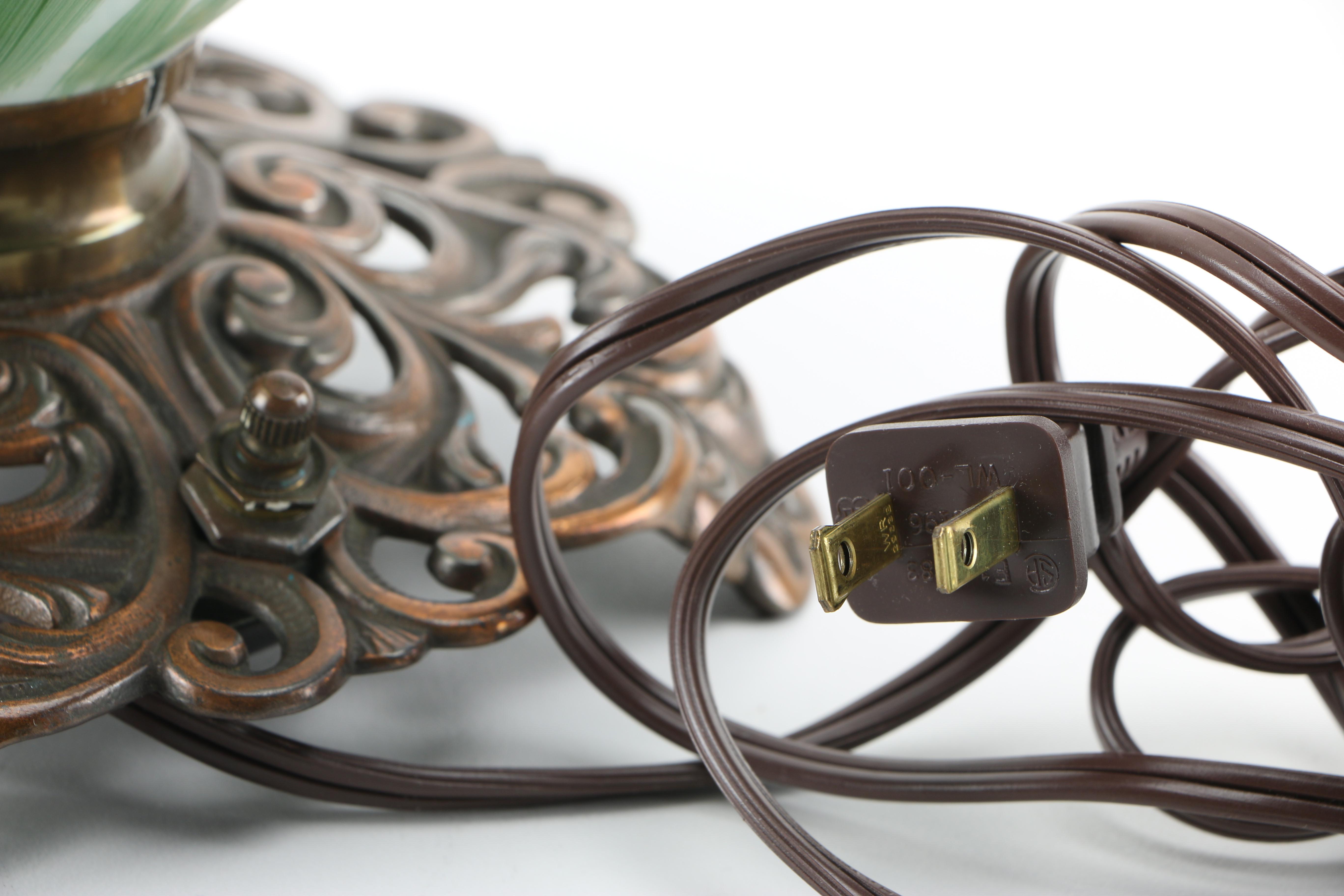 Hand-Painted Vintage Hurricane Lamp