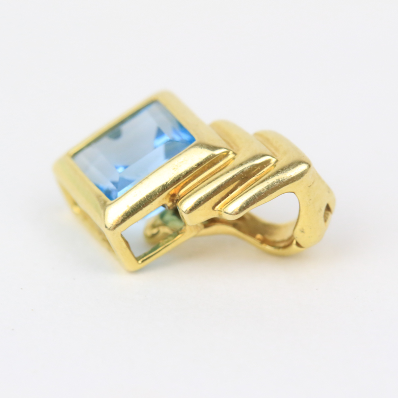 14K Yellow Gold and Blue Topaz Pendant