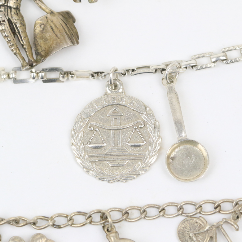 Collection of Sterling Silver Charm Bracelets