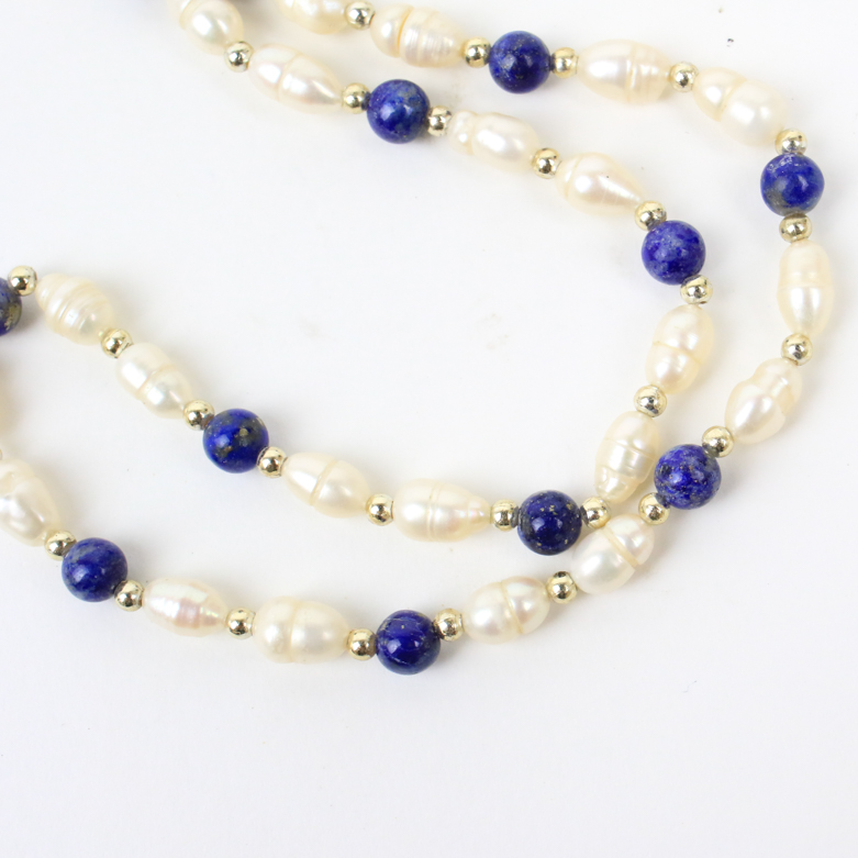 Freshwater Pearl and Lapis Lazuli Necklace