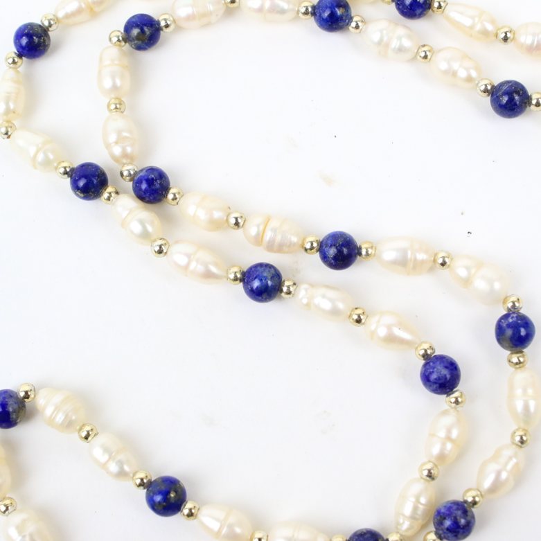 Freshwater Pearl and Lapis Lazuli Necklace
